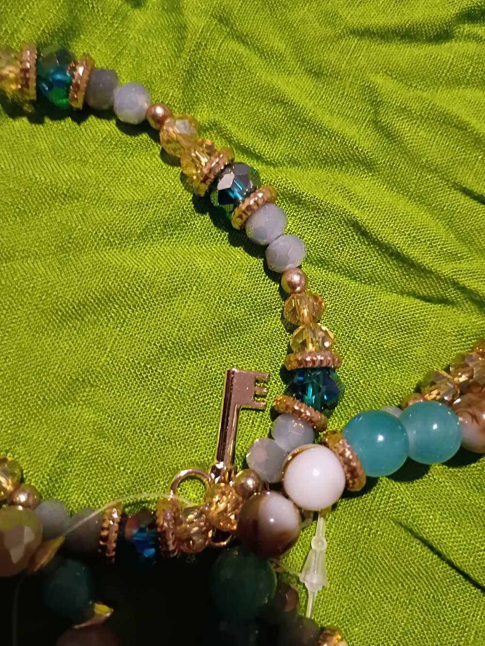 Gold Tone Stretch Bracelets with Aqua Beads – Set of 6 Bracelets. Nwot. OBO